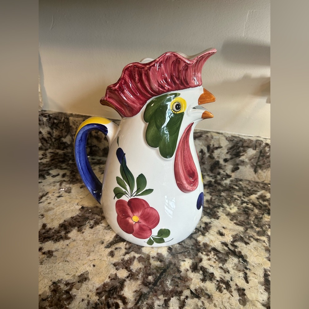 VINTAGE Rooster Vase Cookie Jar Hand painted Ceramic farmhouse